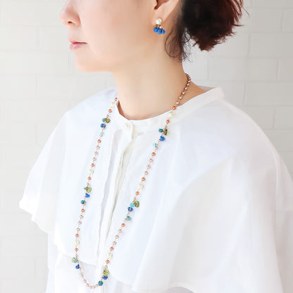 レシピNo.KR1264　ティアドロップビーズとパールのオータムネック＆ピアス
