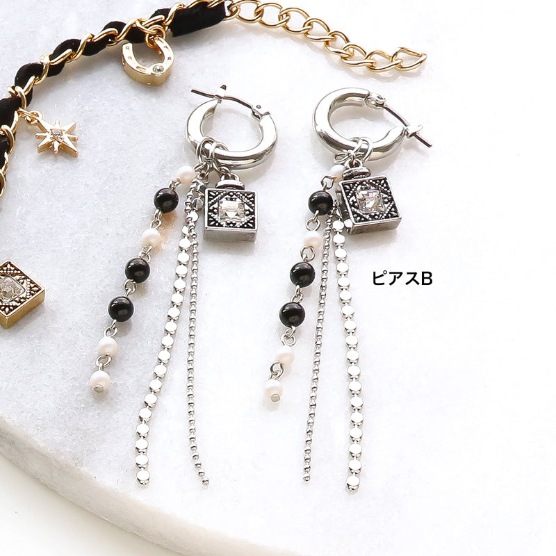 レシピNo.KR1266　石座チャームパフュームボトルのアクセサリー4種