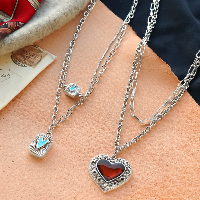 レシピNo.KR1276　ギリシャパーツのハートモチーフネックレス2種