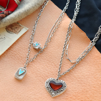 レシピNo.KR1276　ギリシャパーツのハートモチーフネックレス2種