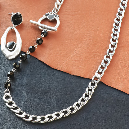 レシピNo.KR1278　ギリシャパーツのモノトーンネック＆ピアス