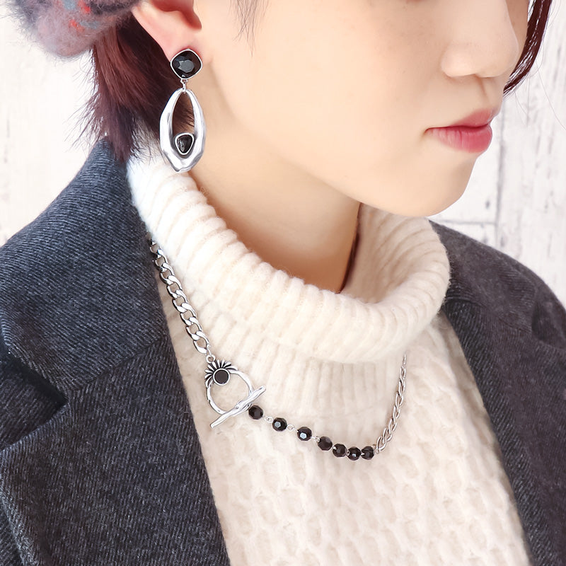 レシピNo.KR1278　ギリシャパーツのモノトーンネック＆ピアス