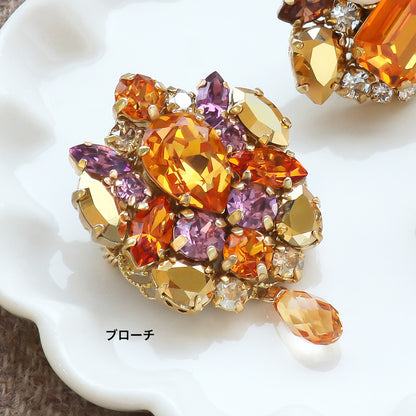レシピNo.KR1281　貴和クリスタルのエレガントピアス&amp;ブローチ