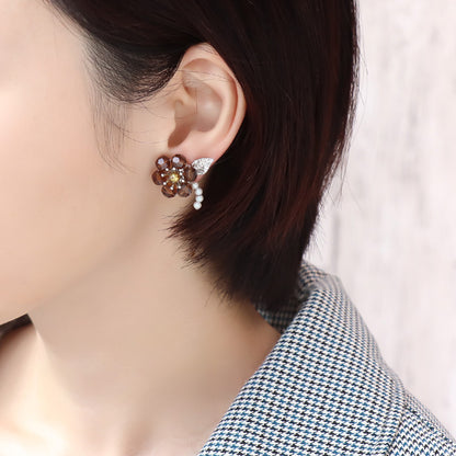 レシピNo.KR1282　貴和クリスタルのフラワーピアス