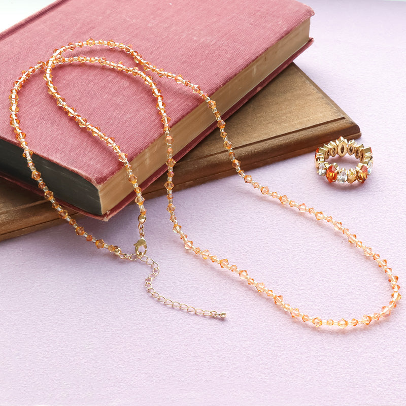 レシピNo.KR1285　貴和クリスタルのルミナスネック＆リング