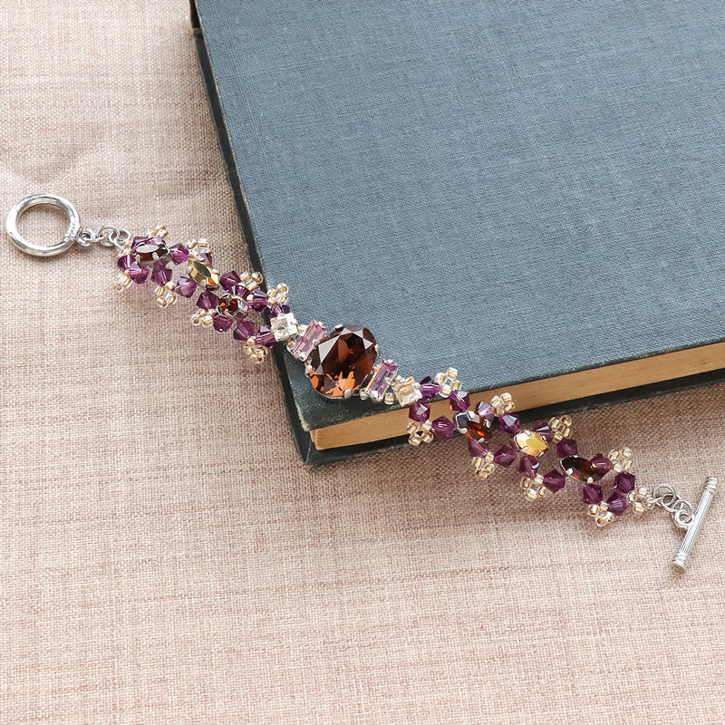 レシピNo.KR1286　貴和クリスタルのビーズ編みブレスレット