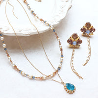 レシピNo.KR1287　貴和クリスタルのラグジュアリービジューネック＆ピアス