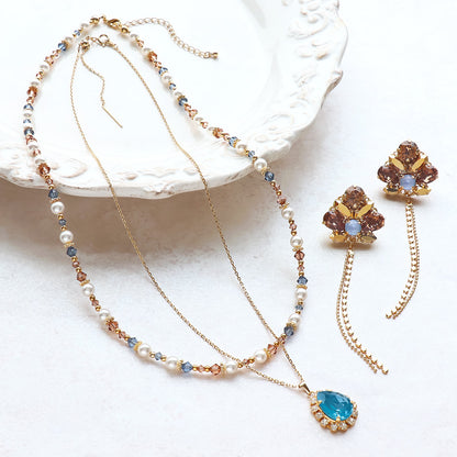 レシピNo.KR1287　貴和クリスタルのラグジュアリービジューネック＆ピアス