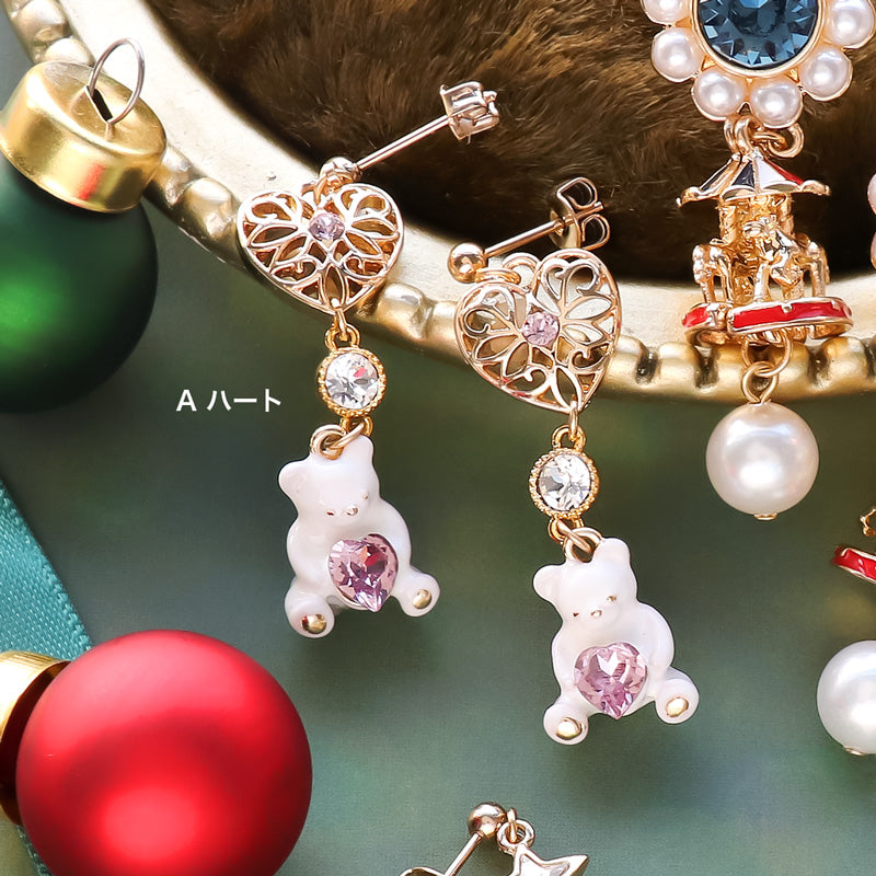 レシピNo.KR1291　クリスマスチャームのピアス3種