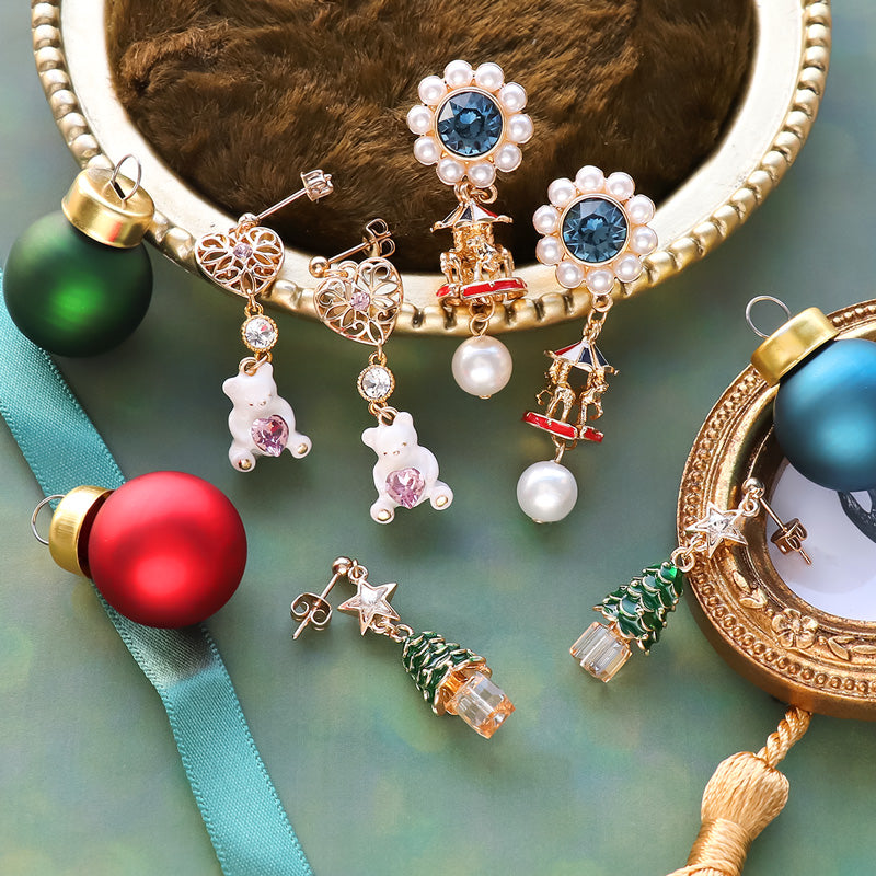 レシピNo.KR1291 クリスマスチャームのピアス3種 – 貴和製作所