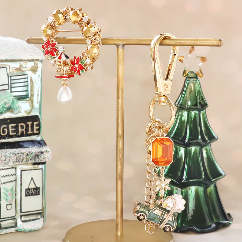 レシピNo.KR1292　貴和クリスタルのクリスマスアクセサリー2種