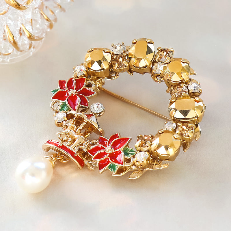 レシピNo.KR1292　貴和クリスタルのクリスマスアクセサリー2種