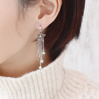 Earrings cubic zirconia with ring 2 rhodium color