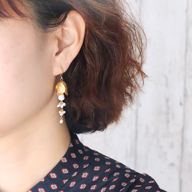 レシピNo.KR1295　アメリカチャームのボタニカルピアス3種