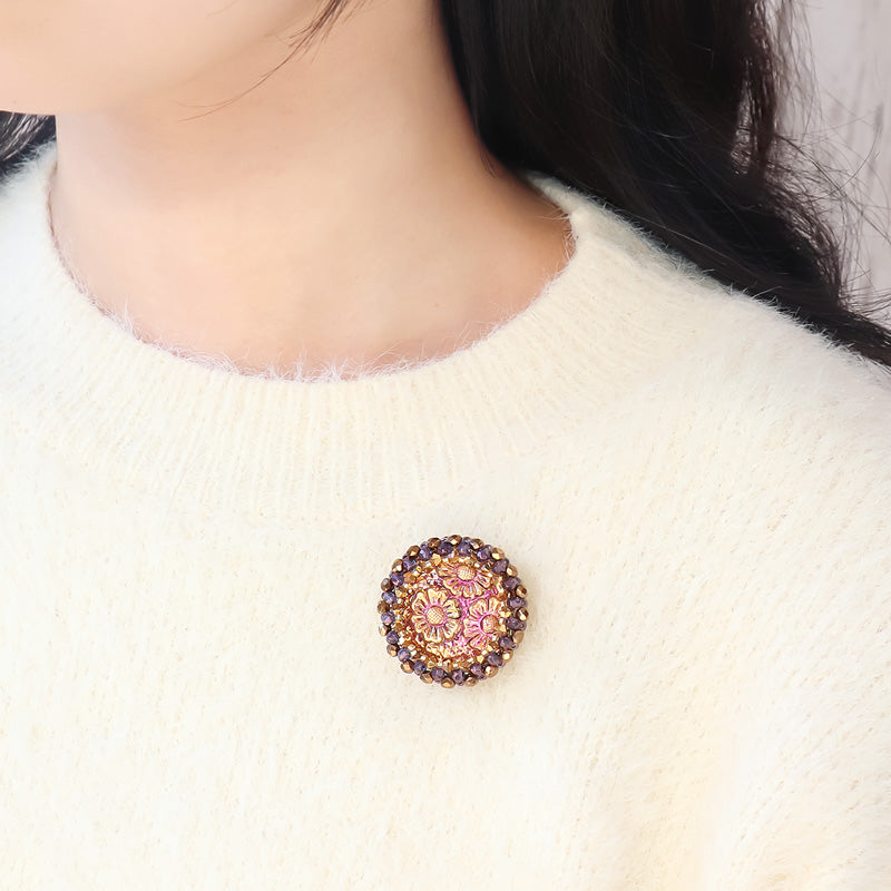 レシピNo.KR1297　チェコカボションのラグジュアリーフレーミングブローチ