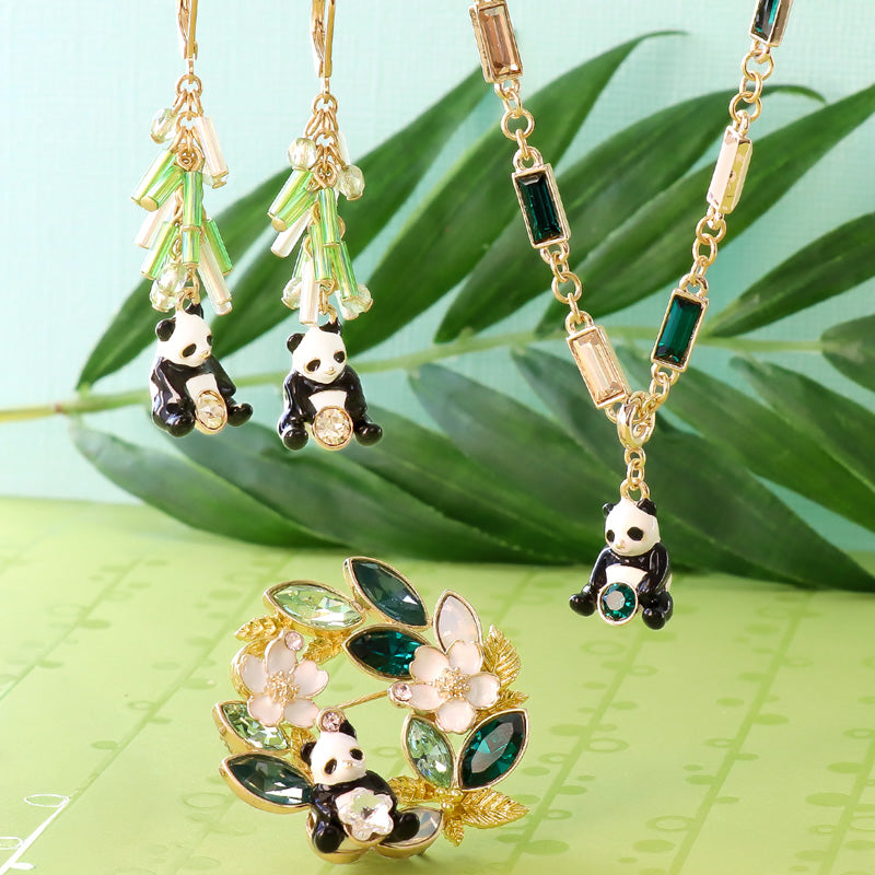 レシピNo.KR1298　石座チャームパンダのアクセサリー3種