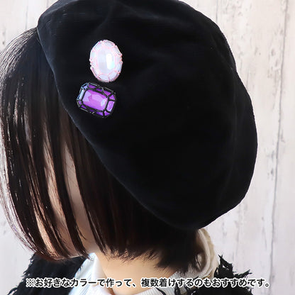 レシピNo.KR1302　貴和クリスタルの宝石編みブローチ2種