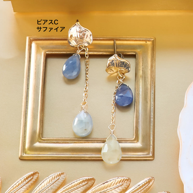 レシピNo.KR1303　天然石カスタムパーツのイヤーアクセサリー4種