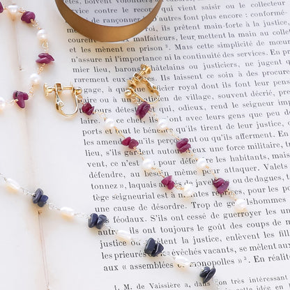 レシピNo.KR1304　天然石サザレと淡水パールのアクセサリー3種