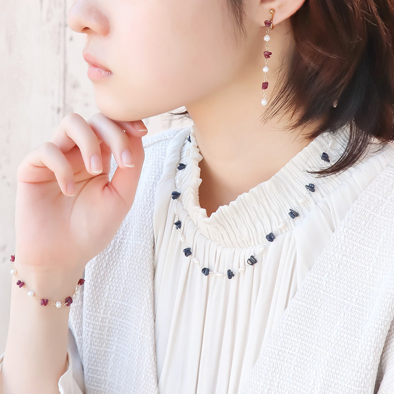 レシピNo.KR1304 天然石サザレと淡水パールのアクセサリー3種 – 貴和