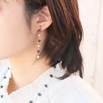 レシピNo.KR1304　天然石サザレと淡水パールのアクセサリー3種