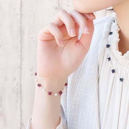 レシピNo.KR1304　天然石サザレと淡水パールのアクセサリー3種