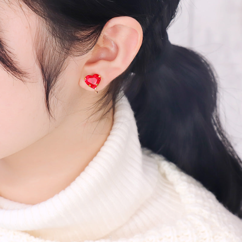 レシピNo.KR1310 貴和クリスタルのシンプルハートイヤーアクセサリー4