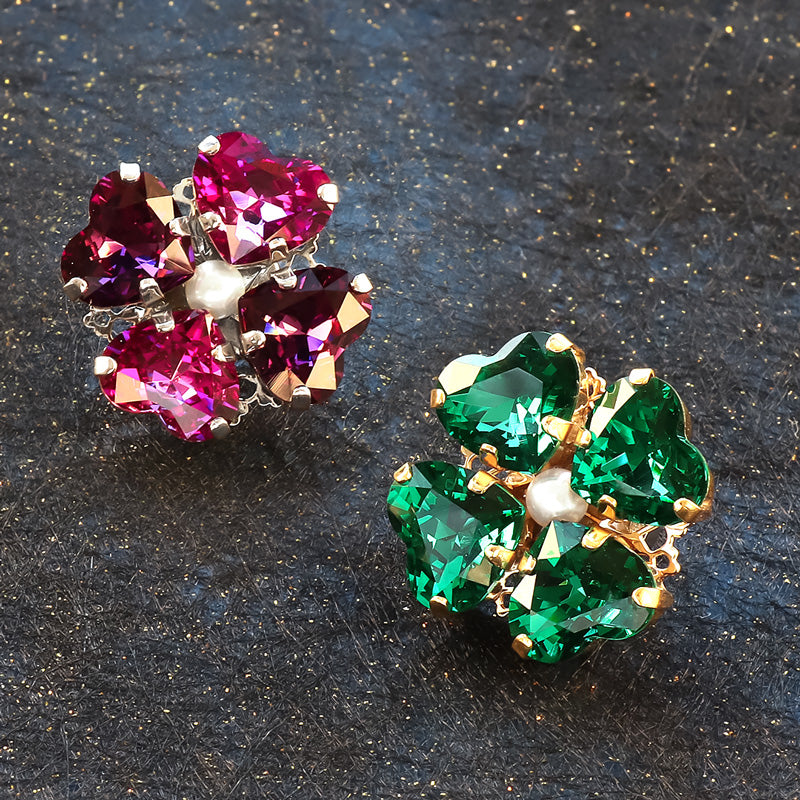 Recipe No.KR1312Kiwa crystalsclover brooch