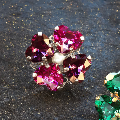 Recipe No.KR1312Kiwa crystalsclover brooch