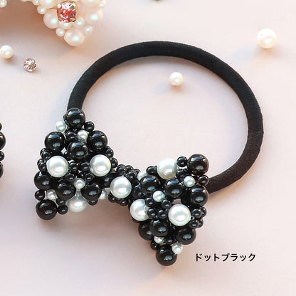 レシピNo.KR1313　貴和クリスタルのリボンヘアゴム2種