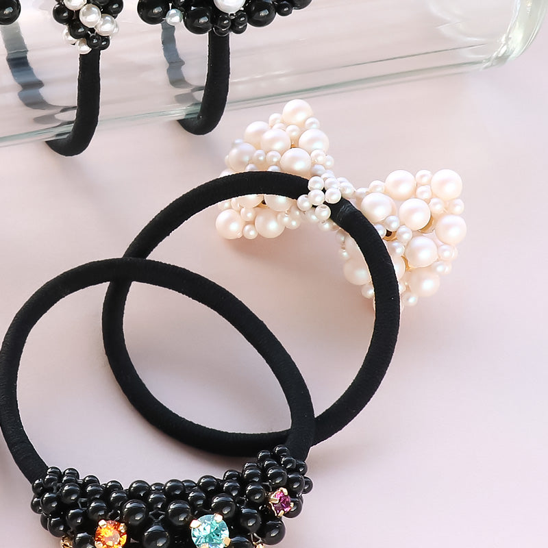 レシピNo.KR1313 貴和クリスタルのリボンヘアゴム2種 – 貴和製作所