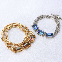 レシピNo.KR1315　貴和クリスタルのレクタングルビジューブレスレット2種