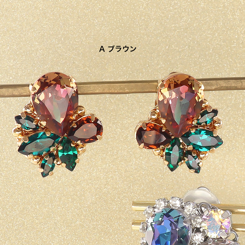 レシピNo.KR1317　貴和クリスタルのビッグビジューイヤリング2種