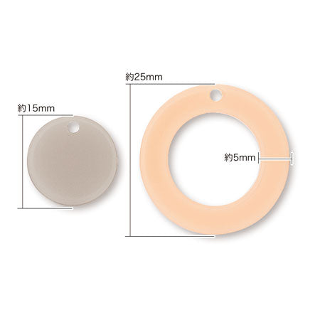 Acetate parts double -sided round 1 hole clear orange/green [Outlet]