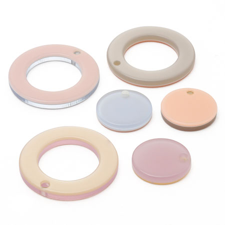 Acetate parts double -sided round 1 hole clear pink/beige [Outlet]
