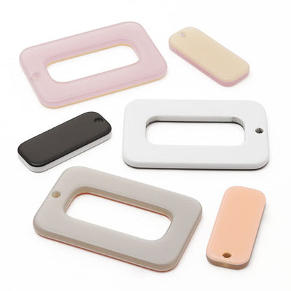 Acetate parts double -sided square 1 hole clear pink/beige [Outlet]