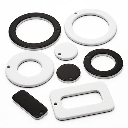 Acetate parts double -sided square 1 hole White/Black [Outlet]