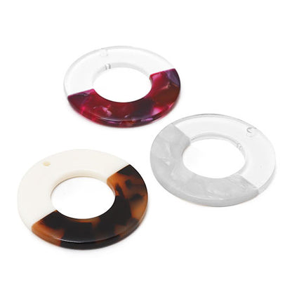 Acetate Parts Bicolor Donut 1 Hole Clear/White [Outlet]