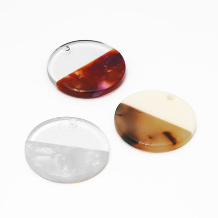 Acetate Parts Bicolor Round 1 Hole Clear/White [Outlet]