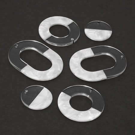 Acetate Parts Bicolor Donut 1 Hole Clear/White [Outlet]