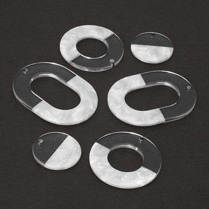 Acetate Parts Bicolor Round 1 Hole Clear/White [Outlet]