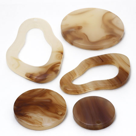 Acrylic Parts Round 1 Hole Brown Marble [Outlet]