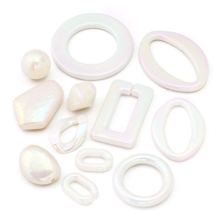 Acrylic chain parts oval square white AB [Outlet]