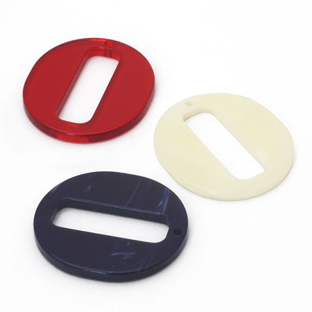 Acrylic parts oval 1 hole ivory [Outlet]