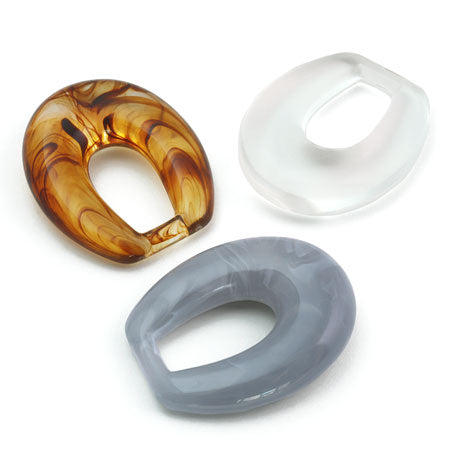 Acrylic German Ring Oval 4 Clear Tortoiseshell