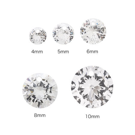 Cubic zirconia round 1 hole clear