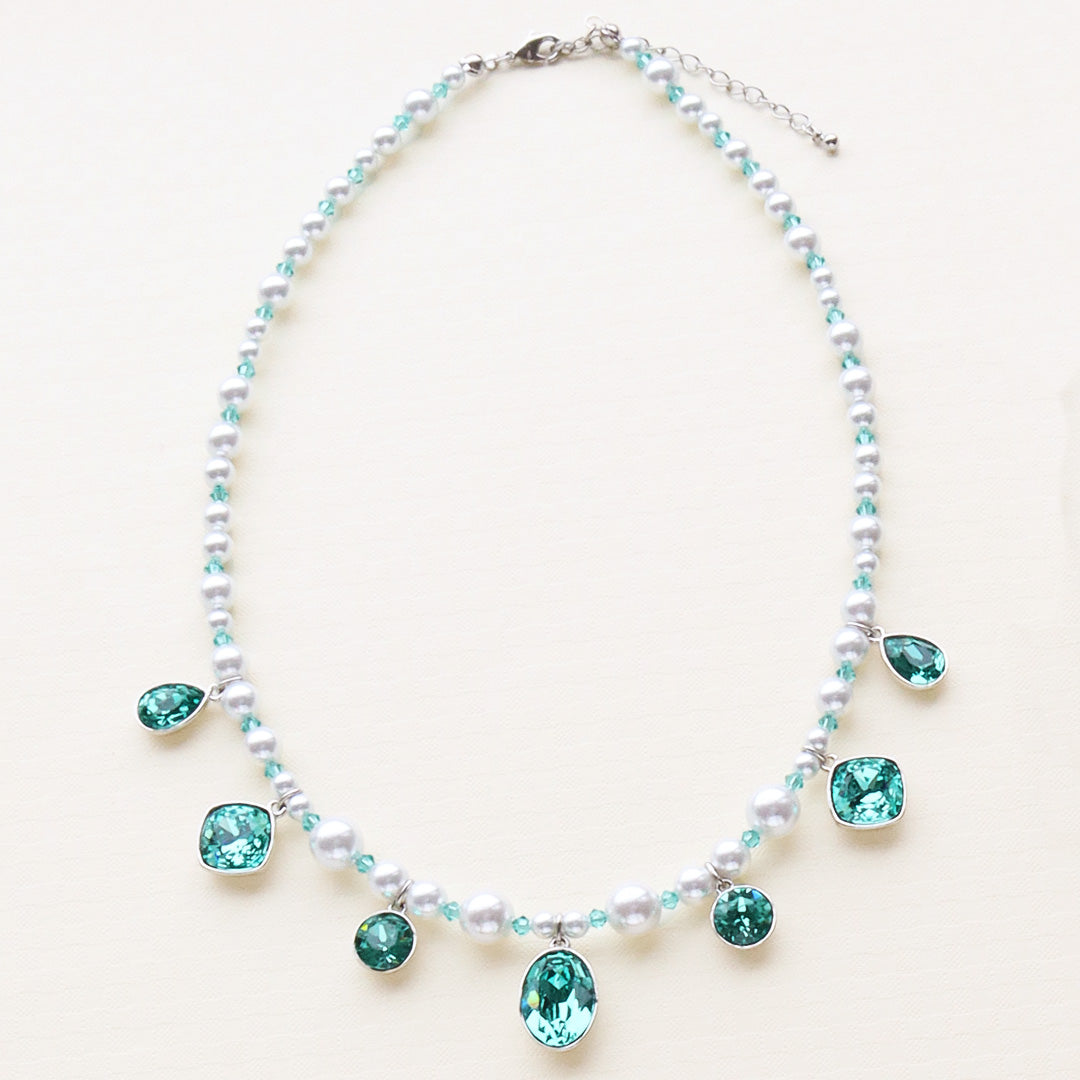 Material list No.ER0325Kiwa crystalsbijou &amp; pearl necklace