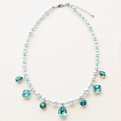 Material list No.ER0325Kiwa crystalsbijou &amp; pearl necklace