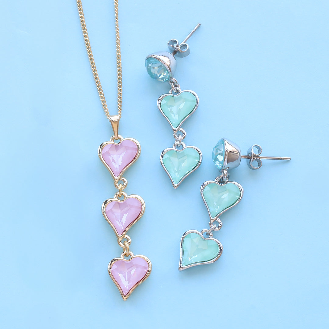Material list No.ER0330Kiwa crystalsConnect Heart Neck &amp; Earrings