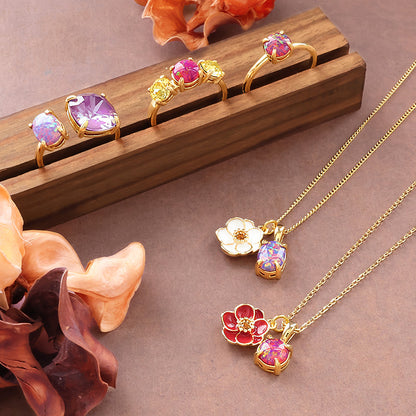 Material list No. ER0343 5 types of elegant accessories made of artificial opal